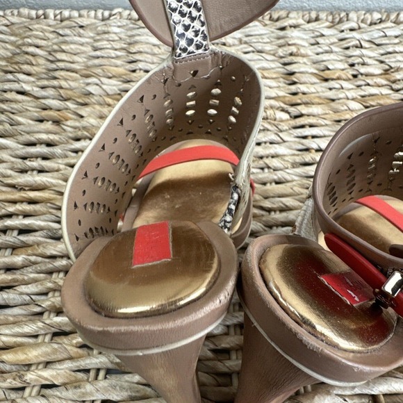 BCBGMAXAZRIA Meteur Snake Red Heel Sandal 7B Coral High Heel - Picture 10 of 13